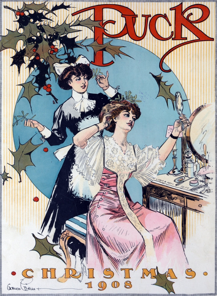 Puck Christmas 1908 Vintage Poster Print showcasing festive holiday art.