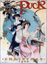 Puck Christmas 1908 Vintage Poster Print showcasing festive holiday art.