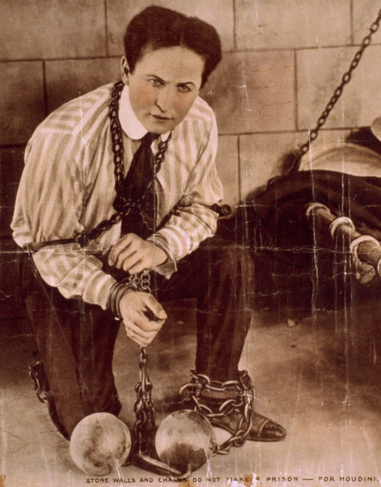 Harry Houdini poster print showcasing the legendary magician's iconic image.