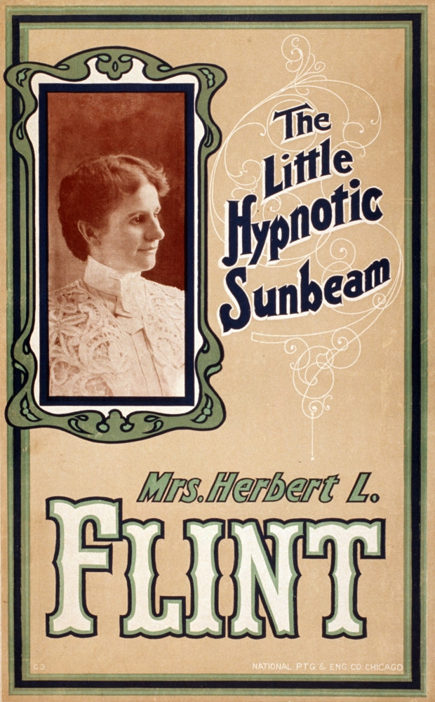 Mrs. Herbert L. Flint Hypnotist Poster Print showcasing vintage hypnotism art.