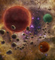 Nebulae Illustration Poster Print by Spencer Sutton featuring vibrant cosmic colors.