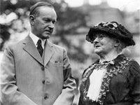 1924 poster print of President Coolidge and Mother Jones, historical artwork.