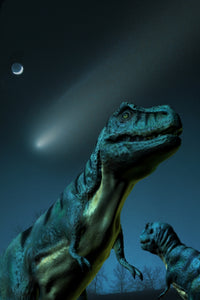 Asteroid and Dinosaurs Poster Print by Spencer Sutton, vibrant educational artwork.