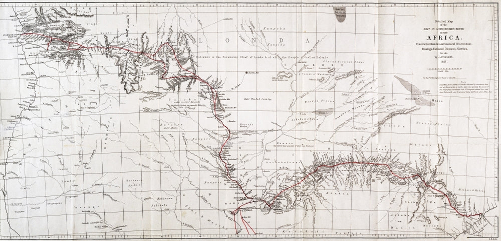 Map of Livingstone's Route Across Africa, 1857 Poster Print