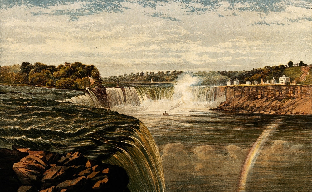 Niagara Falls with Rainbow 1860 poster print showcasing natural beauty.