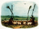 Ceremonial Offering poster print depicting Mandan Indians from 1839.
