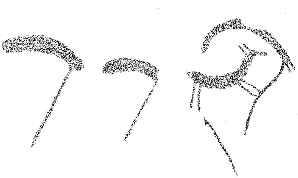 Neolithic Rock Engraving of Scythes Poster Print showcasing ancient artistry.