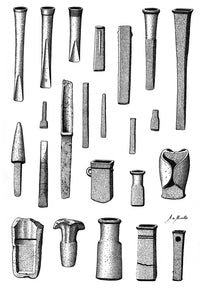 Late Bronze Age Tools illustration poster print featuring detailed ancient tools.