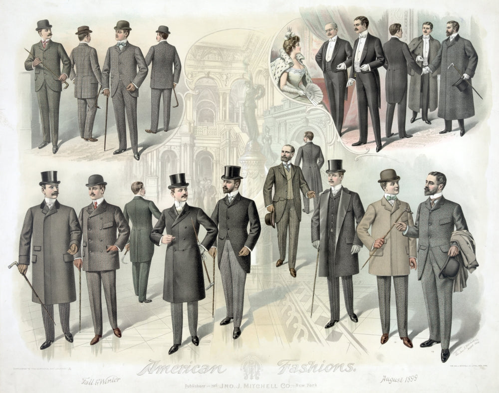 American Fashions, 1899 Poster Print showcasing vintage style clothing.