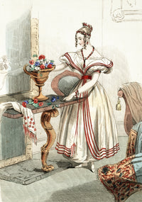 Evening Gown 1836 Poster Print showcasing 19th-century fashion elegance.
