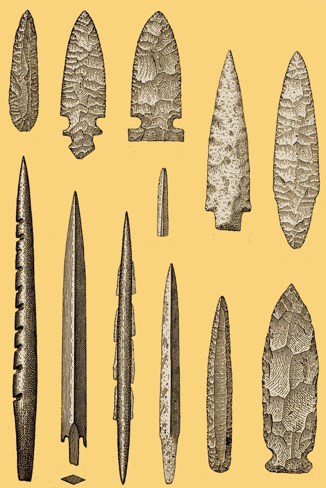 Mesolithic and Neolithic Flint Tools Poster Print showcasing ancient flint tools.