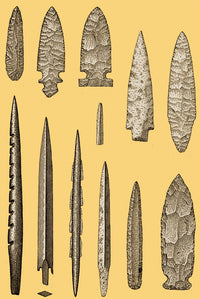 Mesolithic and Neolithic Flint Tools Poster Print showcasing ancient flint tools.