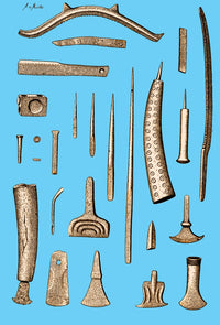 Late Bronze Age Tools Illustration Poster Print showcasing ancient craftsmanship.