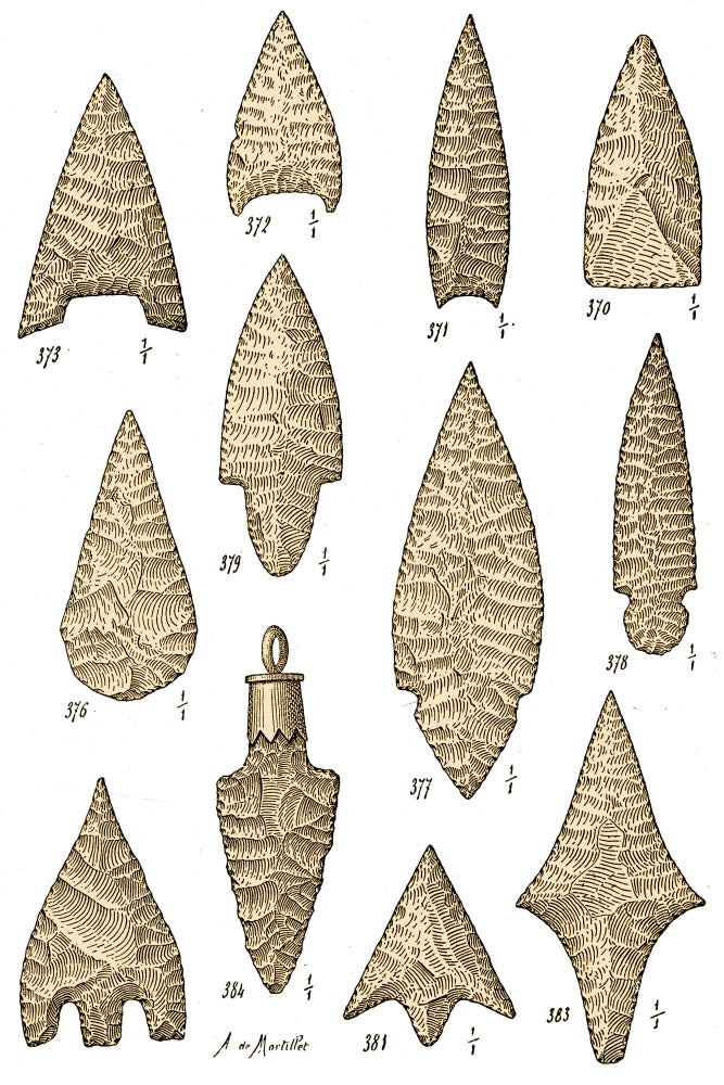 Neolithic and Bronze Age Arrowheads Artwork Poster Print