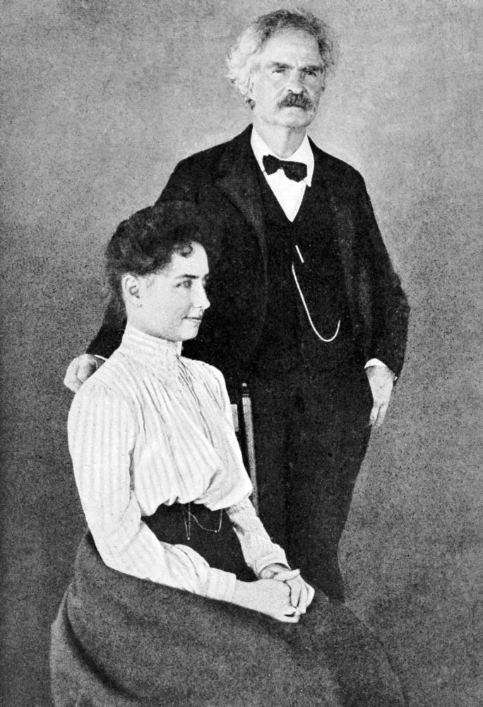 Helen Keller and Mark Twain vintage poster print from 1901.