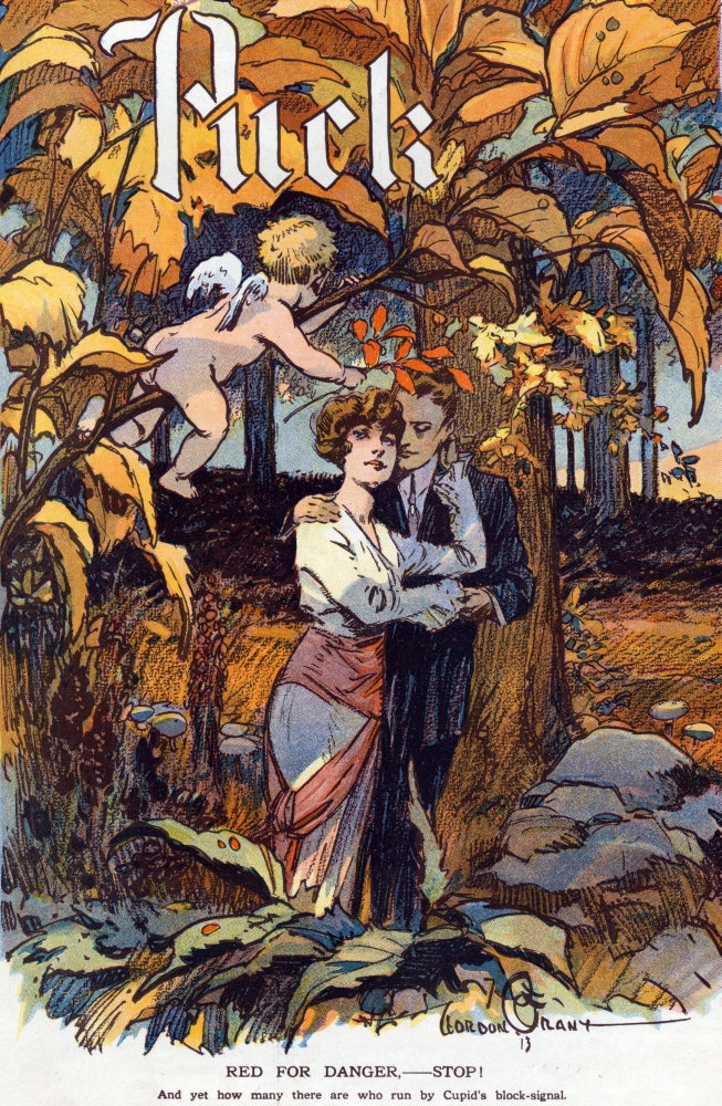Cupid and Couple 1913 Poster Print from Puck Magazine