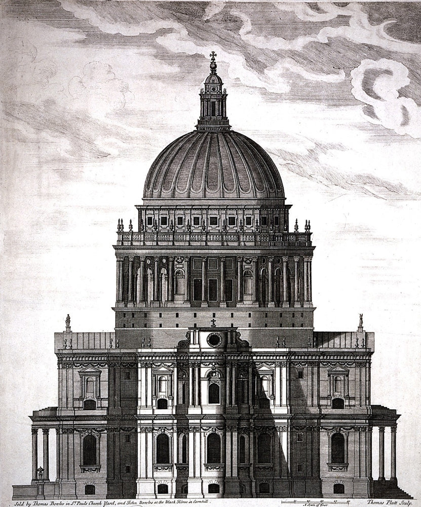 St. Paul's Cathedral Poster Print by Christopher Wren, showcasing architectural details.