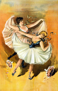 Ballerinas art print from 1890 showcasing ballet dancers in performance.