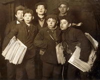 NYC Newsboys vintage poster print by Lewis Hine, 1908 photography