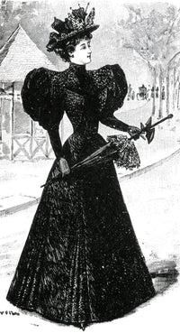 Mourning Dress poster print from the 1890s showcasing historical fashion.