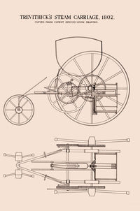 Trevithick Steam Carriage 1802 Poster Print showcasing early engineering innovation.