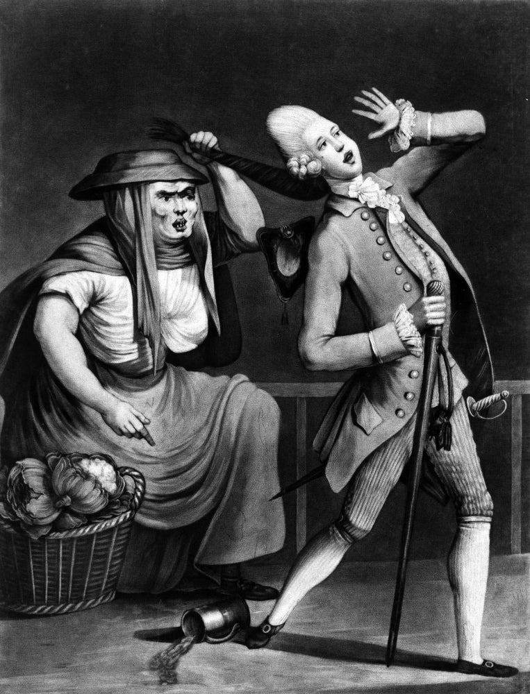 Macaroni Fashion Wig Poster Print from 1773, showcasing a whimsical wig made of macaroni.