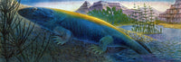 Ichthyostega Extinct Amphibian Poster Print showcasing prehistoric life.