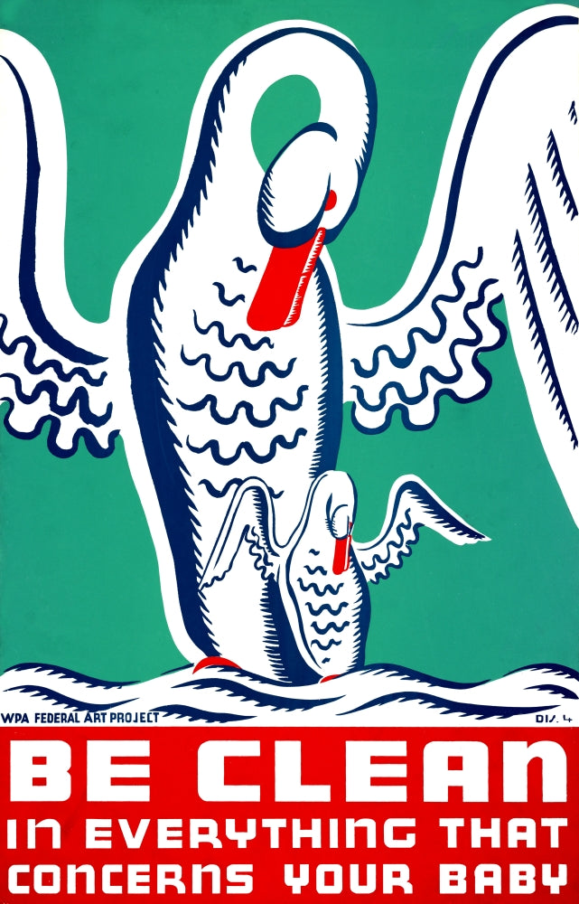 Children's Hygiene Educational Poster Print from 1939, vibrant and informative.