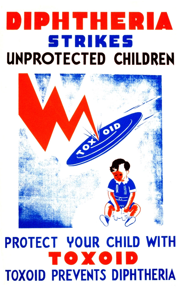 Diphtheria Prevention FAP Poster Print from 1941 - Educational Health Awareness