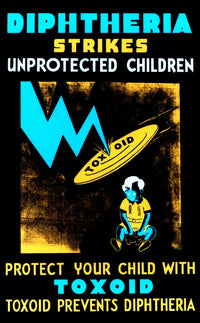 Diphtheria Prevention educational poster print from 1941