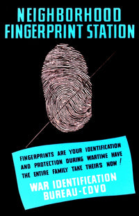 Fingerprint Station WWII Poster Print showcasing forensic science history.