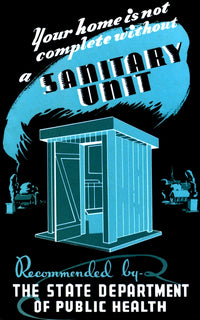 Sanitary Unit Diagram Poster Print illustrating hygiene and sanitation systems.