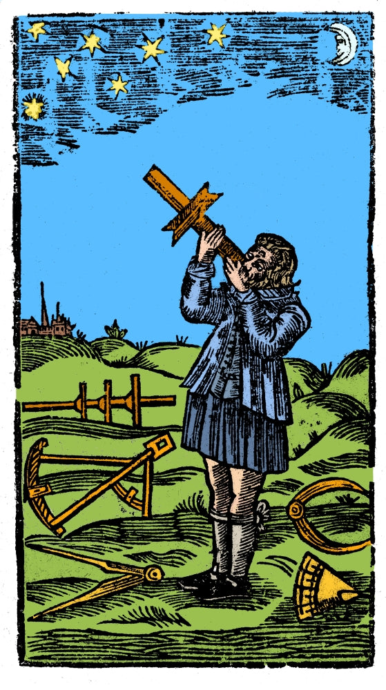 Man Using Navigational Instruments Poster Print showcasing navigational tools and techniques