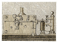 Morse Telegraph Machine Poster Print from 1889 showcasing vintage communication technology.