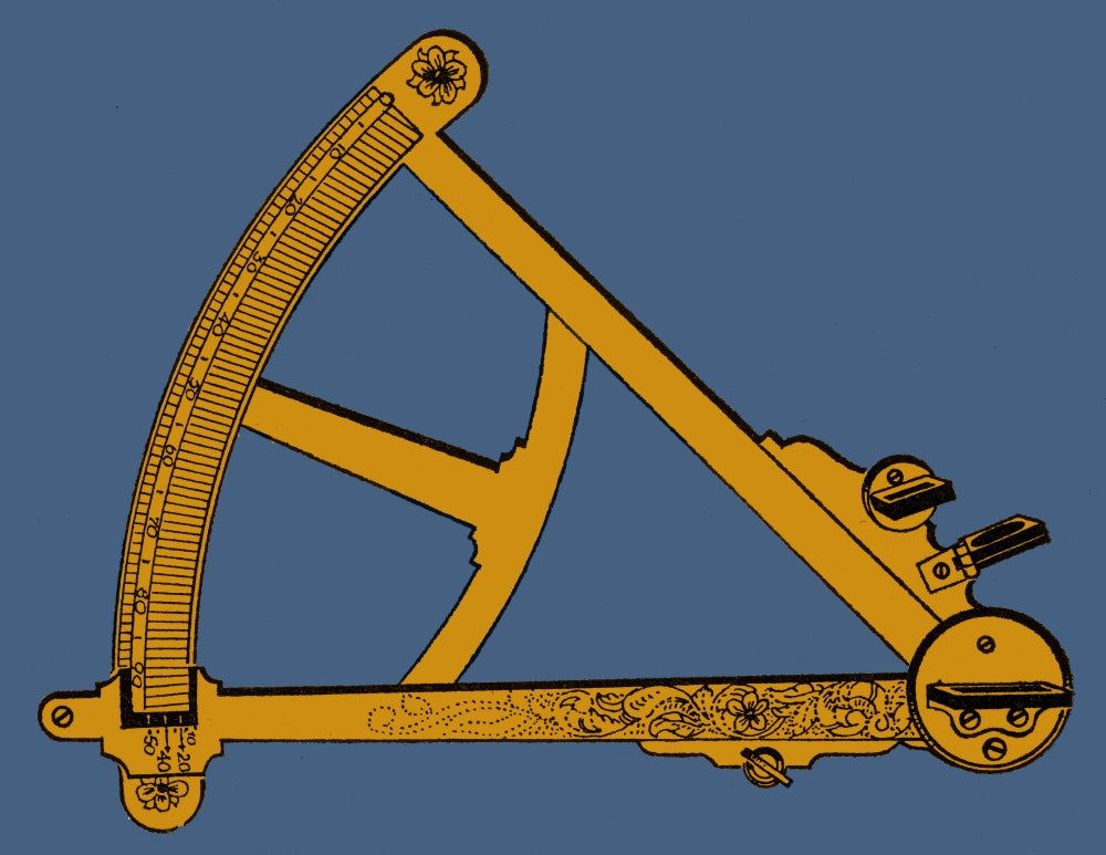Sextant navigational instrument poster print showcasing intricate design and details.