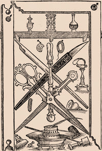 Palatino's Writing Implements Poster Print showcasing intricate writing tools