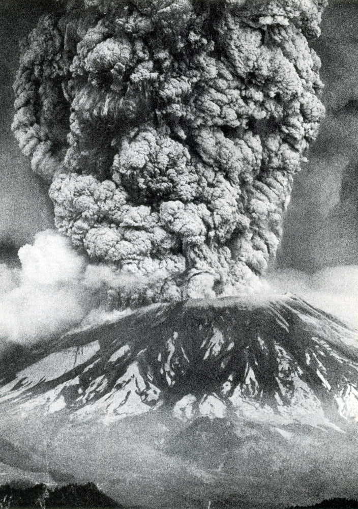 Mount St. Helens Eruption 1980 Poster Print showcasing volcanic landscape.