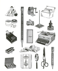 Office Products Poster Print showcasing essential office supplies.
