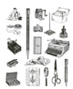 Office Products Poster Print showcasing essential office supplies.