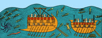 Bireme Sailing Ships 7th Century BC Poster Print showcasing ancient maritime design.