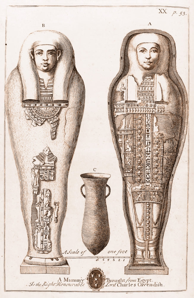 Egyptian Mummy Illustration Poster Print showcasing ancient Egyptian culture.