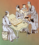 Hua Tuo Operating While Patient Plays Go Poster Print showcasing a traditional Chinese medical scene.