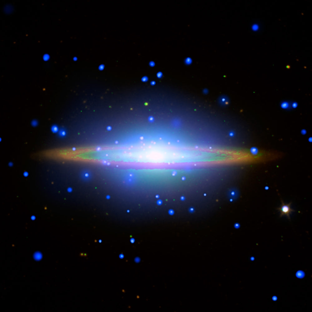 Sombrero Galaxy M104 Poster Print showcasing the stunning spiral structure of the galaxy.