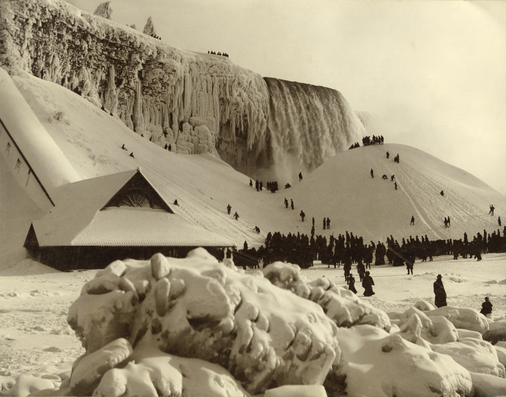 Niagara Falls Frozen in Winter 1885 Poster Print by Science Source.