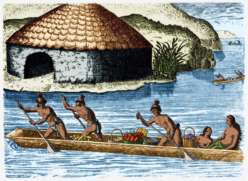 Native Americans Transporting Crops 16th Century Poster Print