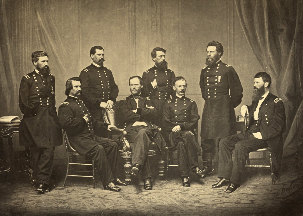 Sherman and His Generals, 1865 poster print showcasing Civil War history.