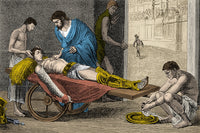 Galen Treating Gladiator art poster print showcasing ancient medical practice.
