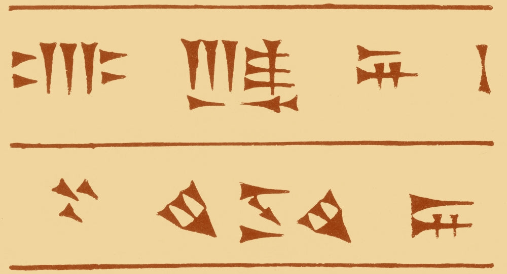 Assyrian Cuneiform Characters Poster Print showcasing ancient writing system