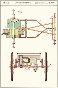 Henry Ford's 1901 Motor Carriage Patent Poster Print