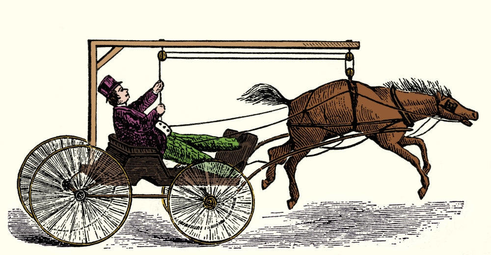 Anti-Runaway Horse Invention Poster Print showcasing a whimsical design.